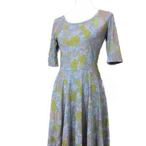 LULAROE Size XXS Blue Floral Nicole Swing Dress